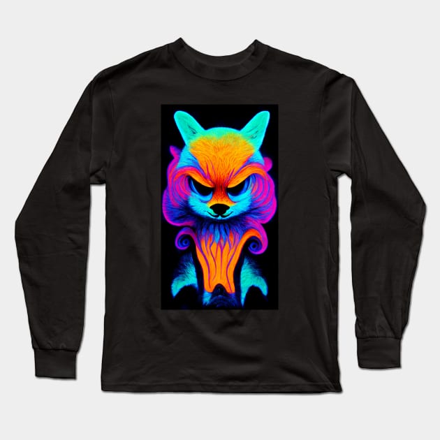 Smirking Fox - Psychedelic Long Sleeve T-Shirt by RichieDuprey